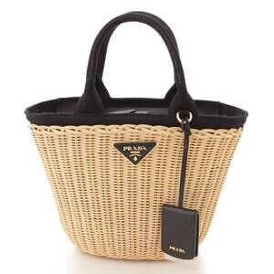 Prada Rattan Handbag Straw Wicker Natural